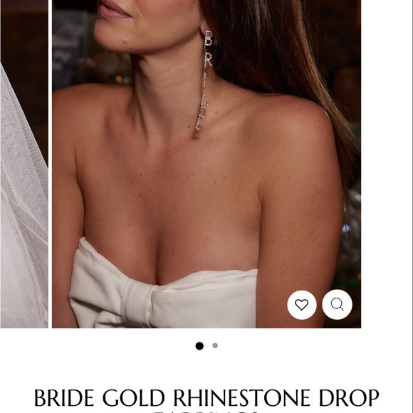 Bride rhinestone drop earrings gold - Picture 1 of 1